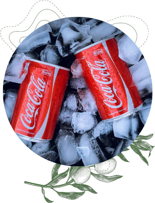 Can of coke on cubes of ice
