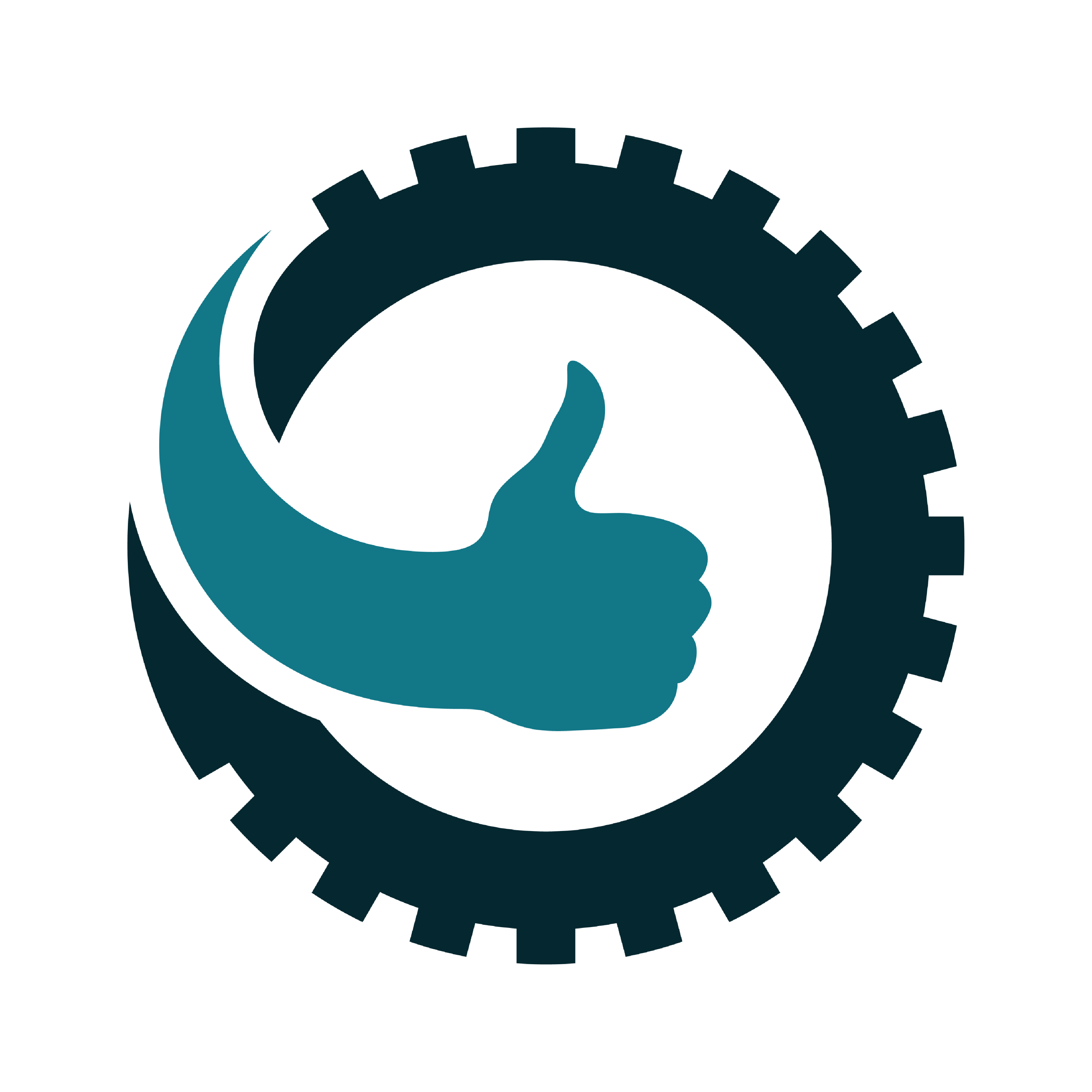 a Gear and thumbs up logo