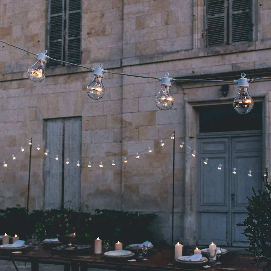 5m 20 Warm White LED Connectable Festoon Lights White Cable Core Series