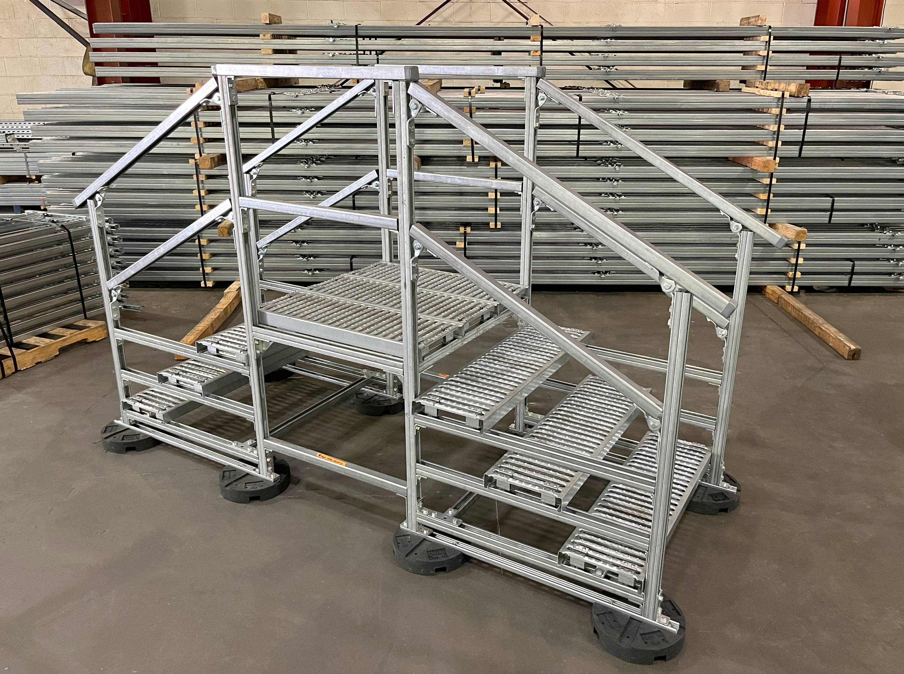 Prefabricated Unistrut rooftop crossovers are built and ready to be installed quickly on rooftops, without drilling or penetrating the rooftop membrane thanks to Unipier bases.