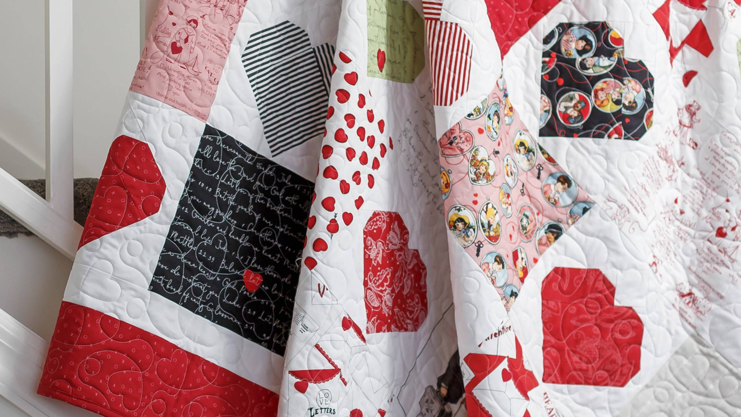 Vintage Hearts Quilt to Sew as a DIY Wedding Gift