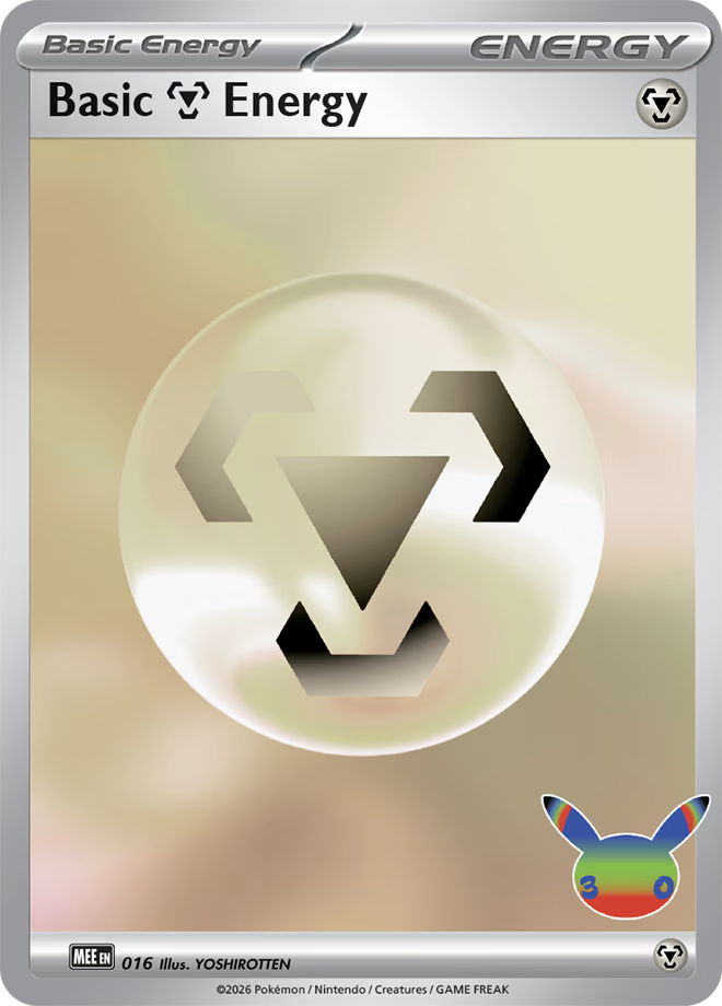 A futuristic metal energy from the Pokémon TCG's 30th Celebration expansion.
