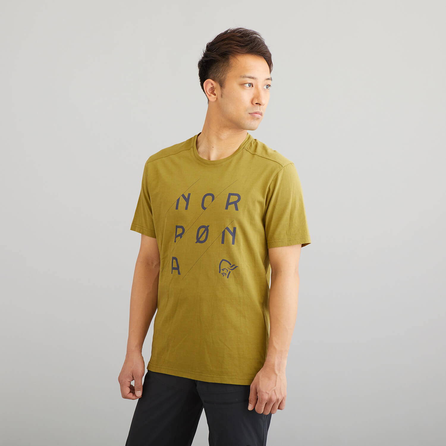 NORRONA（ノローナ）/29コットン スラントロゴTシャツ/カーキ/MENS