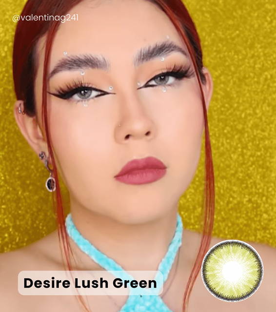 Red Color Hair model - Desire Lush Green  Contacts