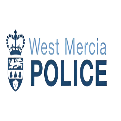 Logo of West Mercia Police with crown and shield design.