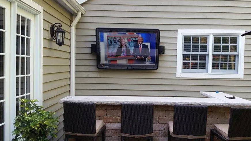 Watch TV outside in backyard with The TV Shield