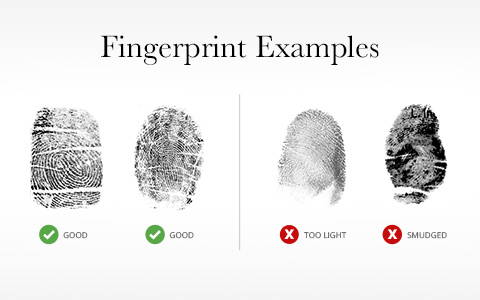 examples of two acceptable fingerprints and two not acceptable fingerprints