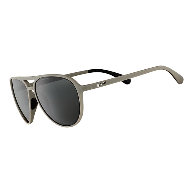 Stylish silver aviator sunglasses with dark lenses.
