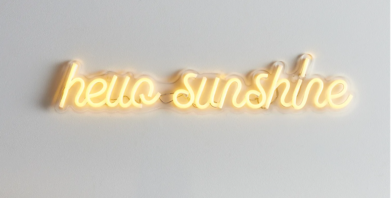 Hello sunshine neon light illuminated