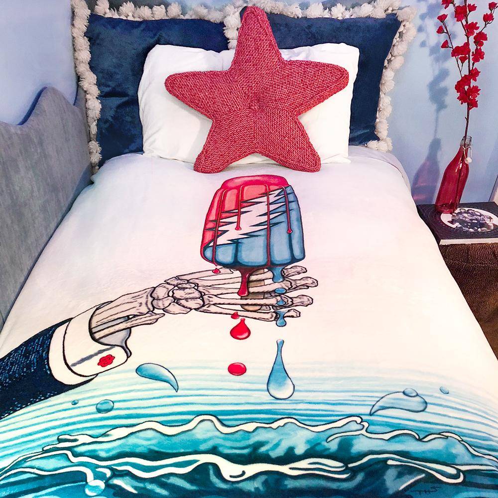 Grateful Dead Rocket Pop Blanket on twin bed