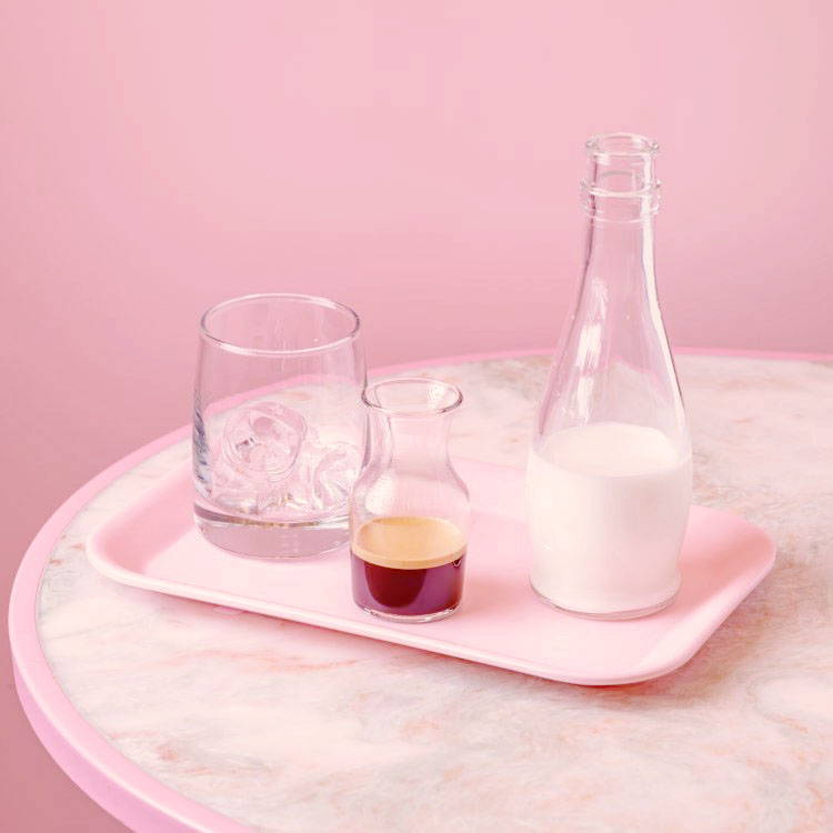 Classic Iced Spanish drink on pink tray
