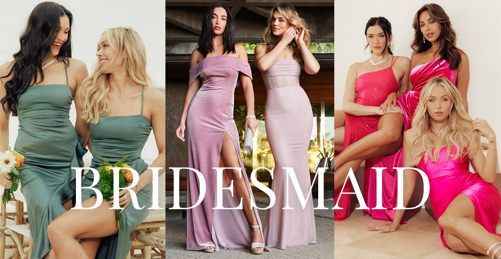 Capture bridesmaid dresses that fit your wedding theme with a variety of colors, figure-flattering styles, and lightweight, stretchy, or breathable fabrics that you can mix and match to find the perfect bridesmaid dresses for an elevated bridal party look!