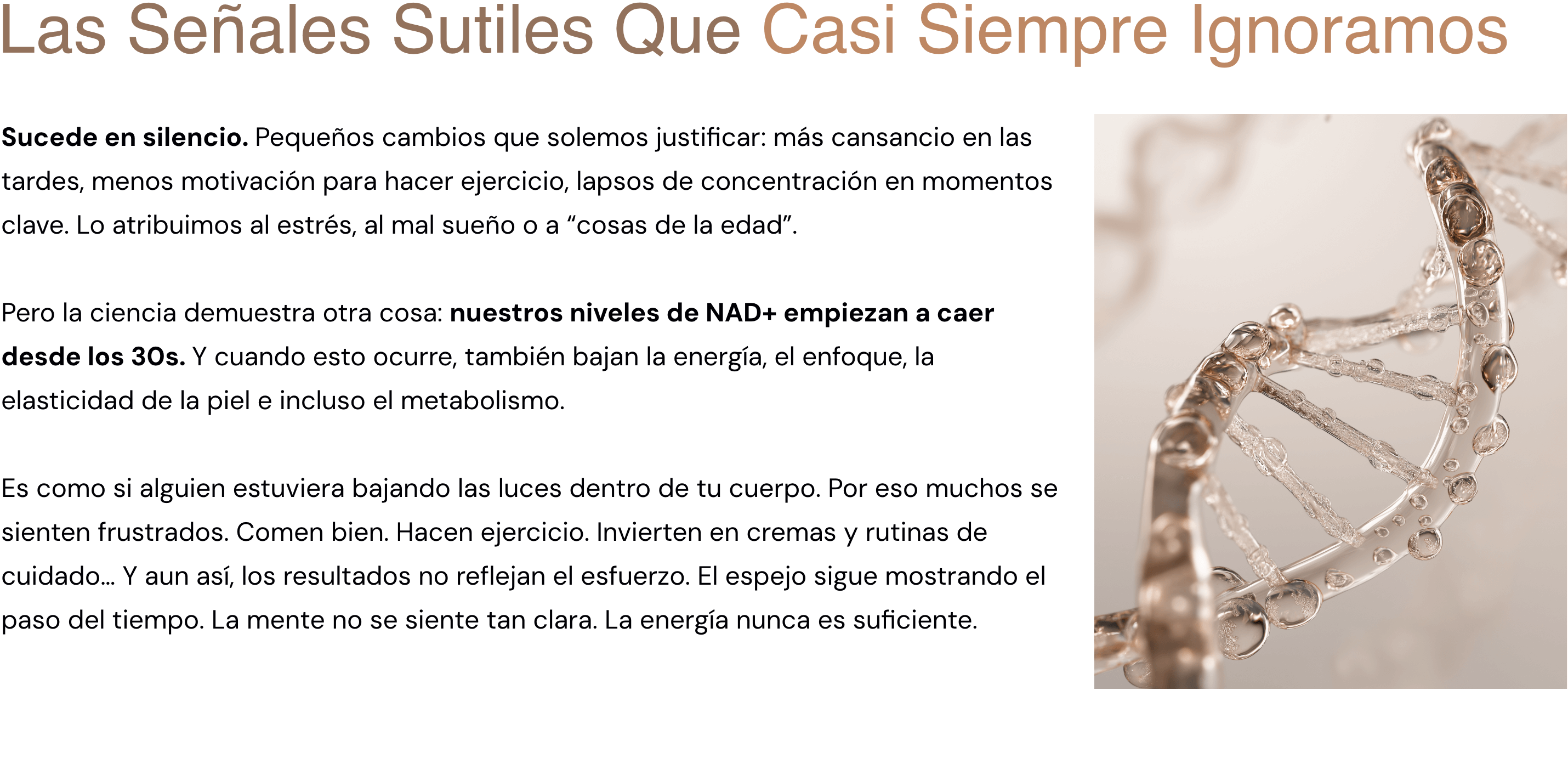 Image of a DNA strand with text about cell changes.