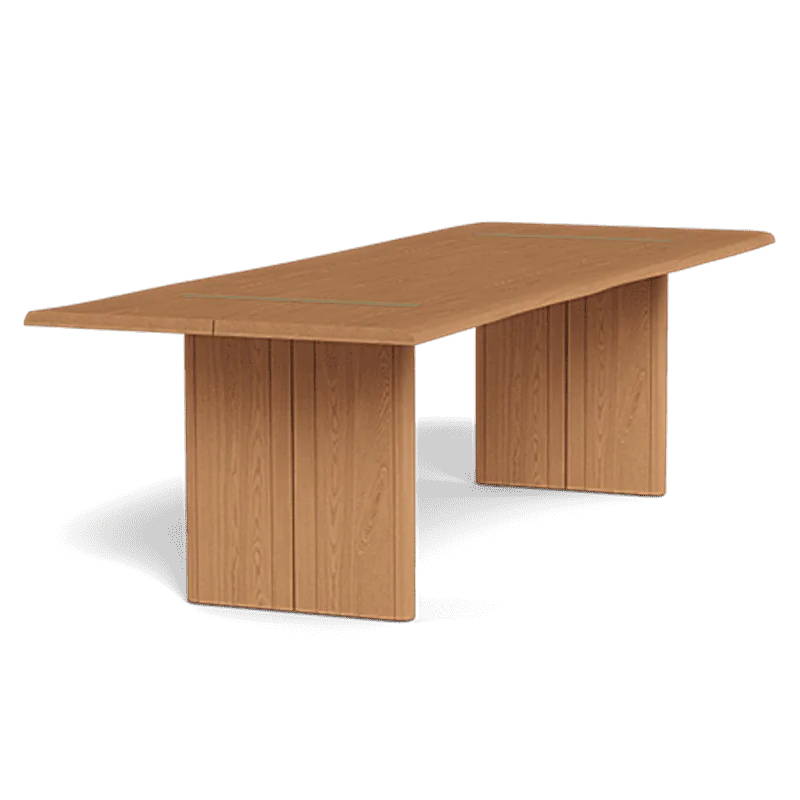 A dining table that is constructed with a robust teak and embodies the communal spirit of Mediterranean dining.