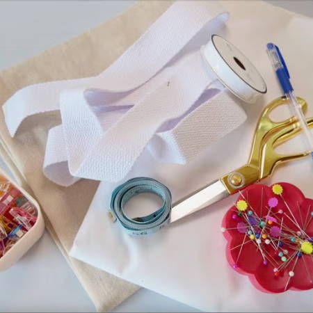 tools for sewing a canvas flower bag