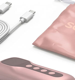 Young woA fully foldable design with a massive 5000 mAh battery and universal USB-C charging for travel-ready professional power.man smiling and applying skincare on her face against a pink background.