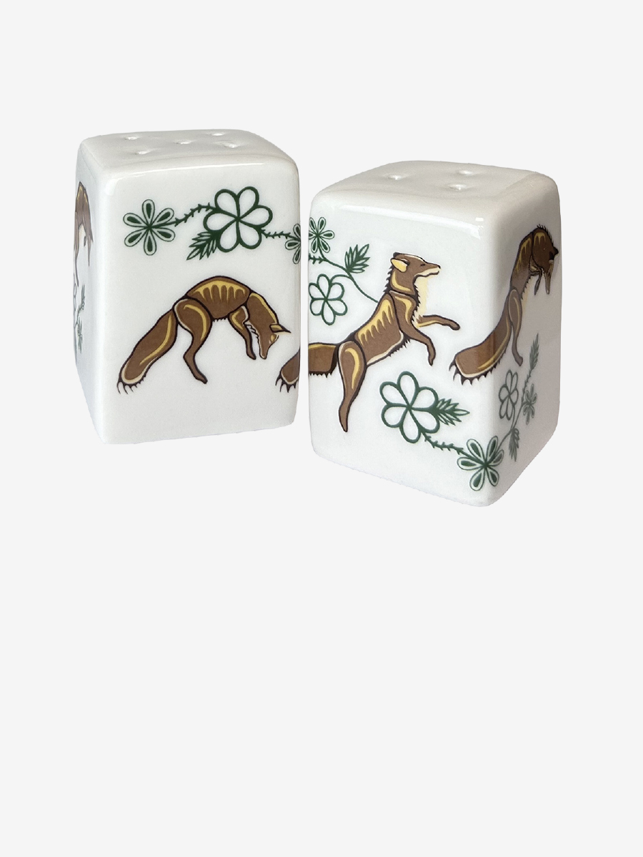 Foxes (Wagooshna) Salt and Pepper Shaker Set by Storm Angeconeb, Lac Seul First Nation, Ojibwe