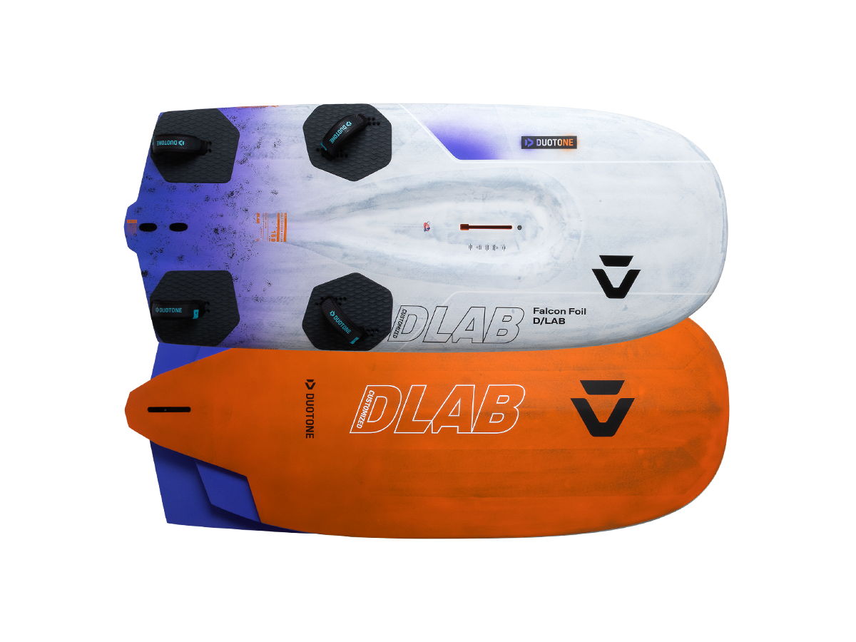 Top and bottom views of two colorful water sports boards.