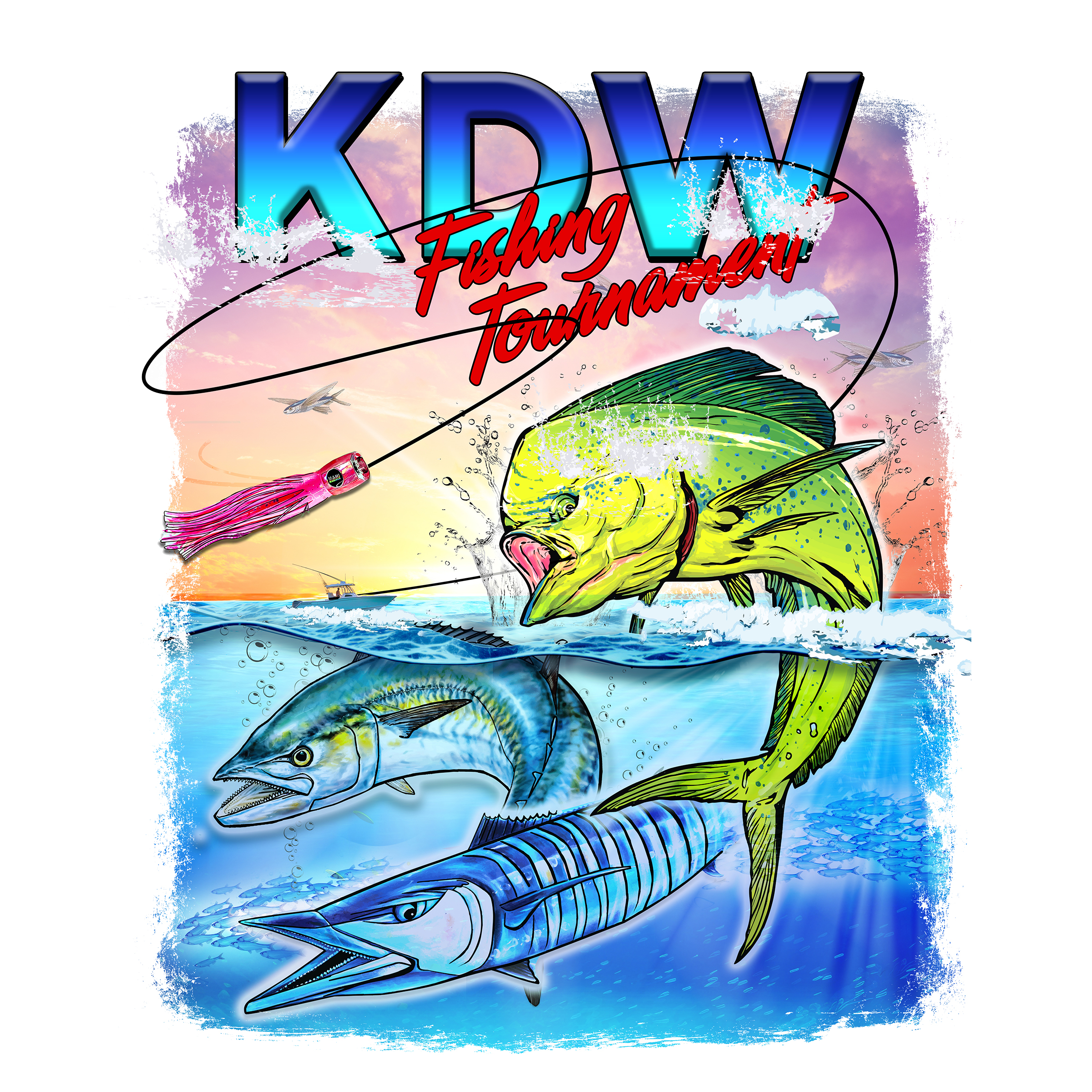 kingfish dauphin wahoo fishing tournament shirt design by rebrox for anglers