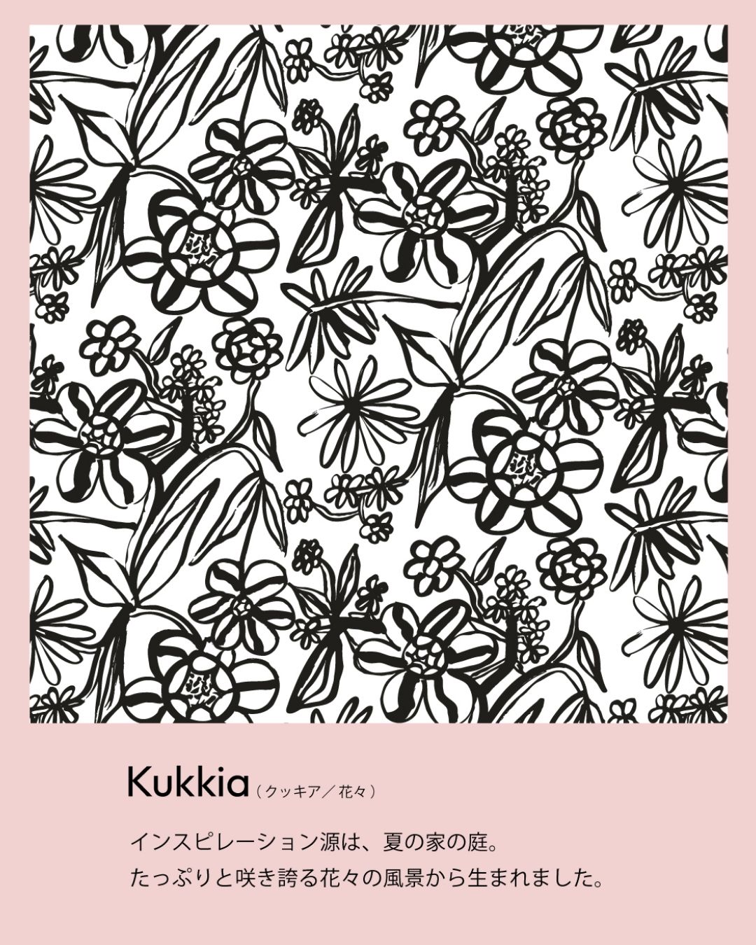 Black and white floral pattern with text 