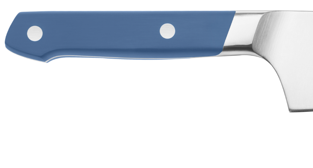 The Misen Chef's Knife features a unique sloped bolster.