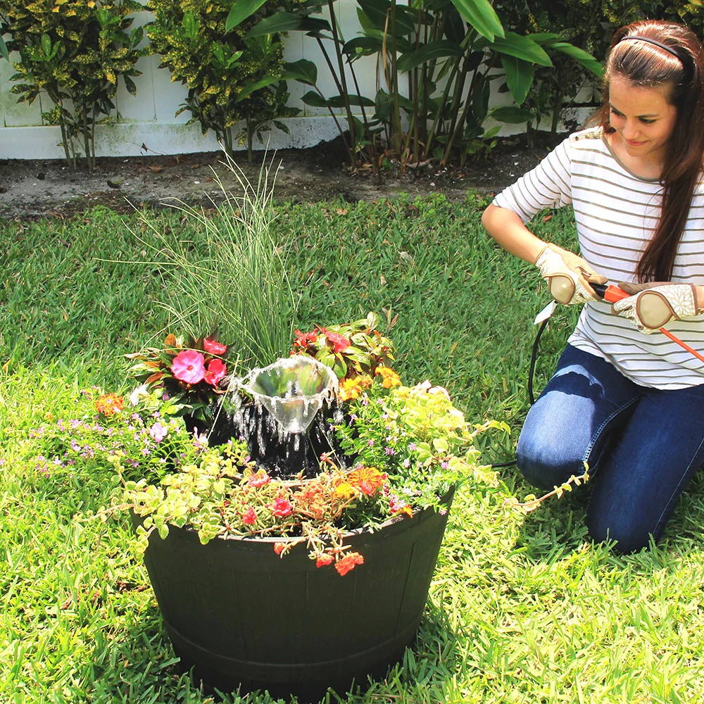 how to create a rustic whiskey barrel fountain