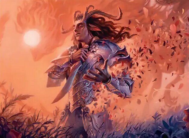 The artwork for Rhys the Evermore, a thumbnail for an article about the mechanics of Lorwyn Eclipsed.