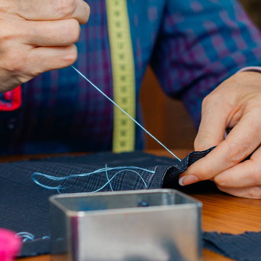 hand basting with needle and thread