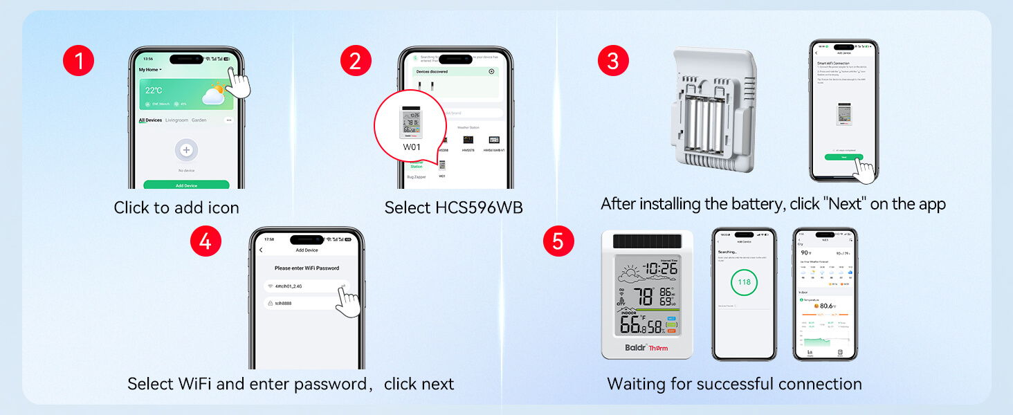 Instructions for connecting a device via mobile app.