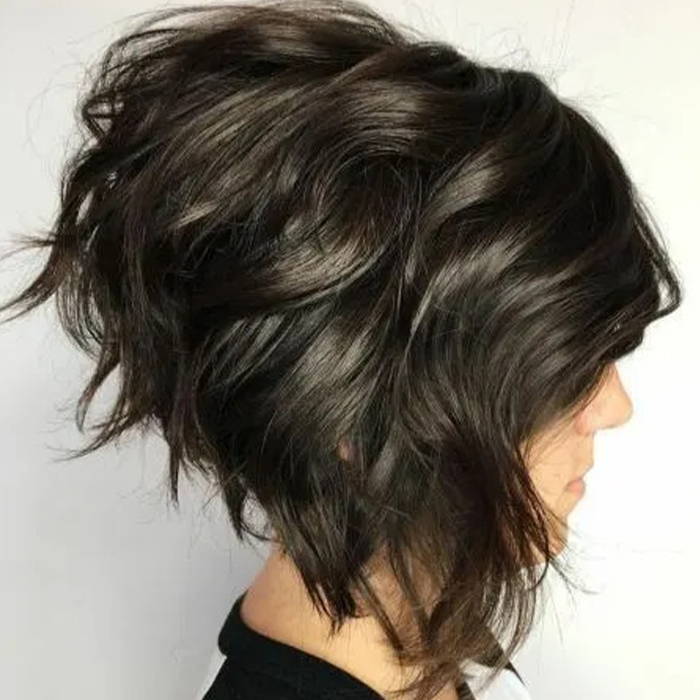Messy Shaggy Inverted Bob With Subtle Highlights 
