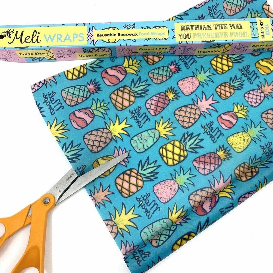 MELI WRAPS BEESWAX FOOD WRAP IN BLUE PINEAPPLE PRINT