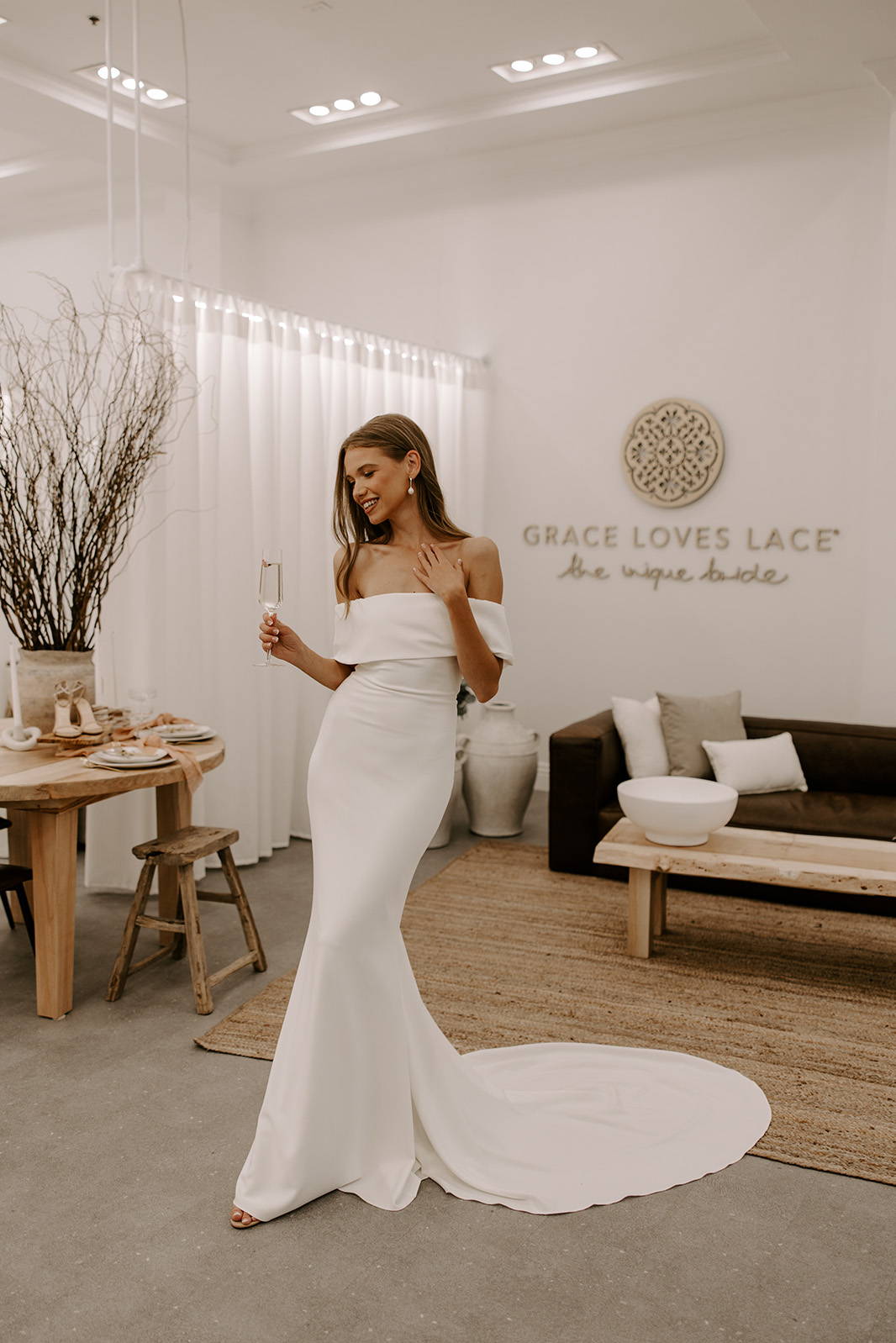 Bride in the Mila gown at Las Vegas boutique