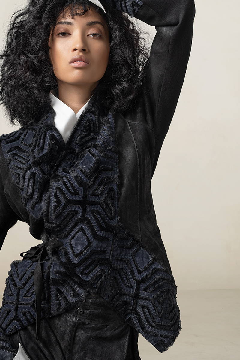 Embroidered Shearling Jacket