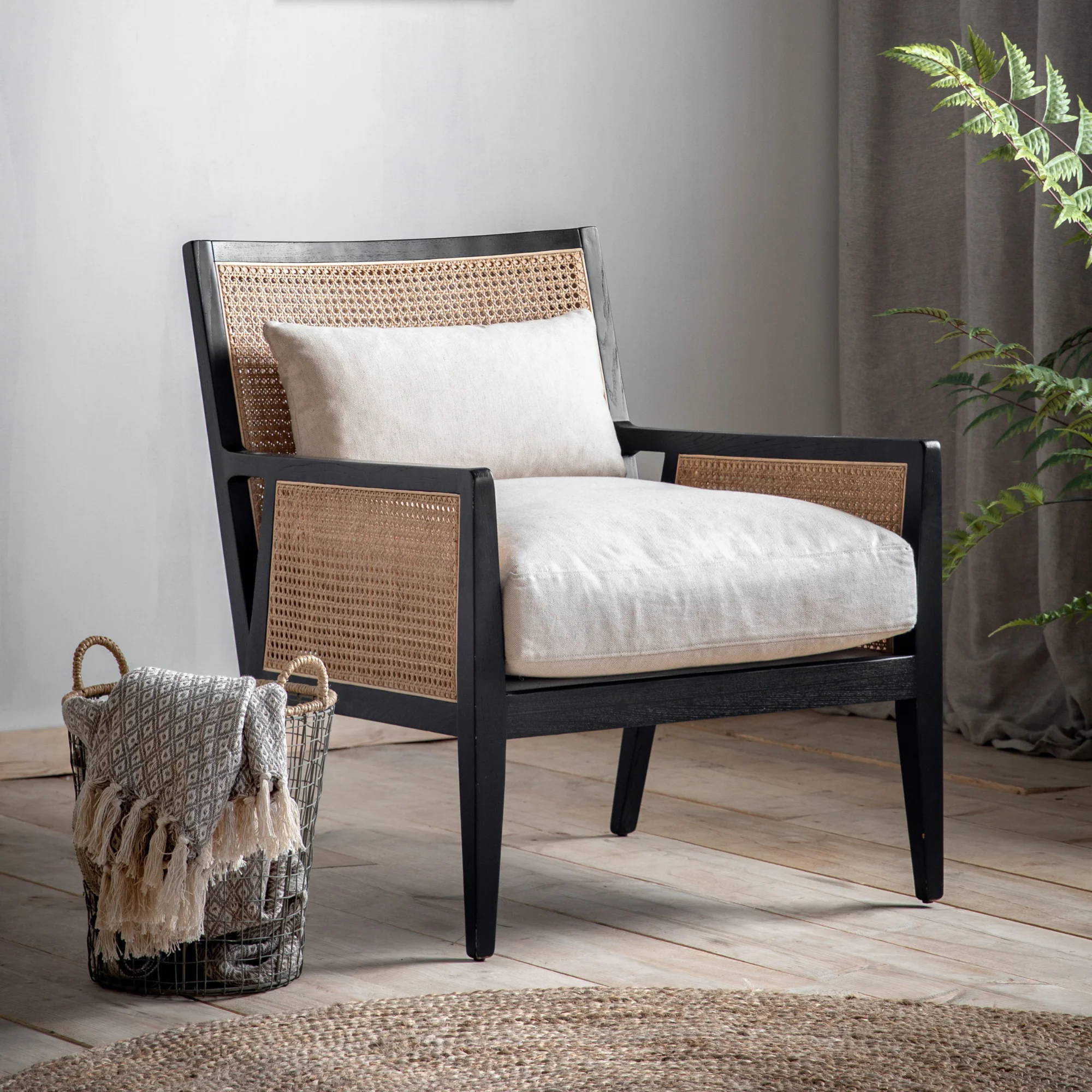 OSAKA armchair with rattan panels | MalletandPlane.com