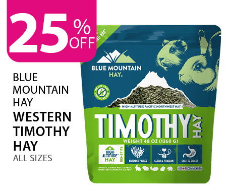 25% off Blue Mountain Hay Western Timothy Hay. All sizes