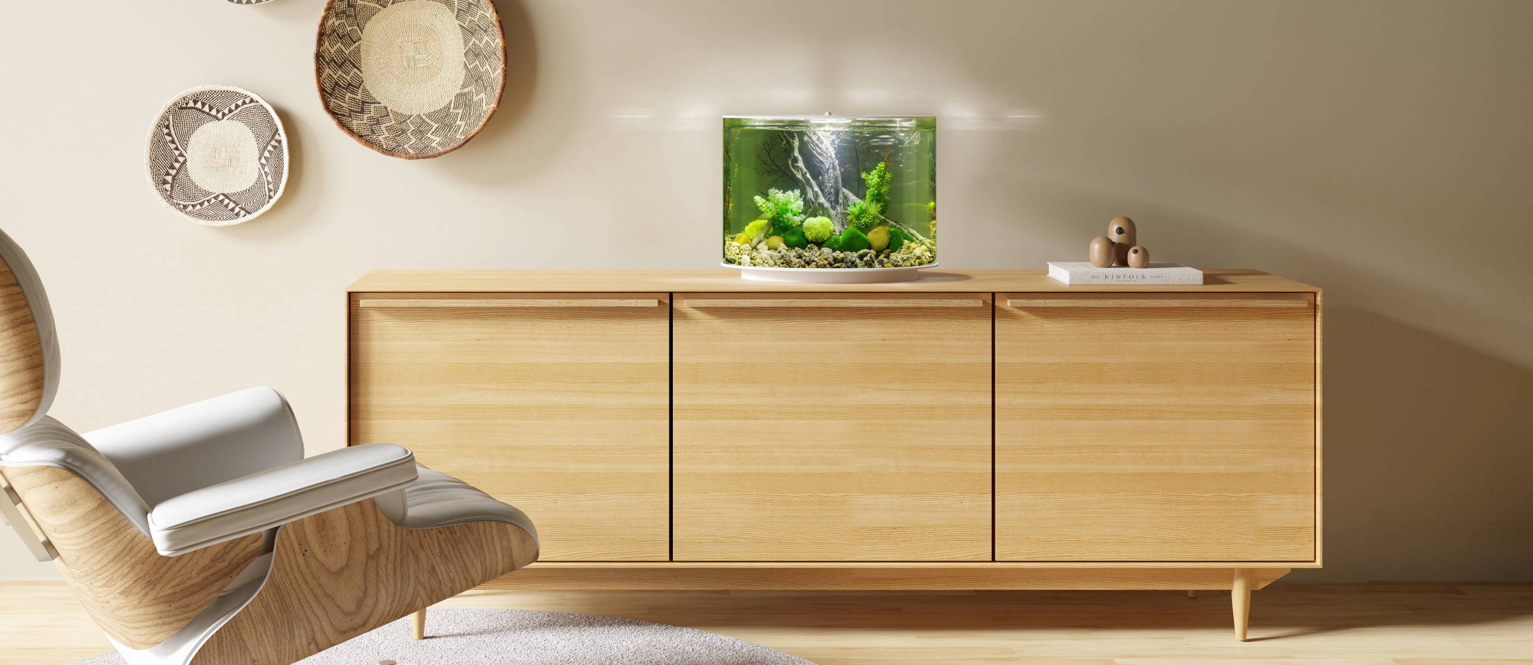 Illustration of Compact Aquarium Decor For Small Offices