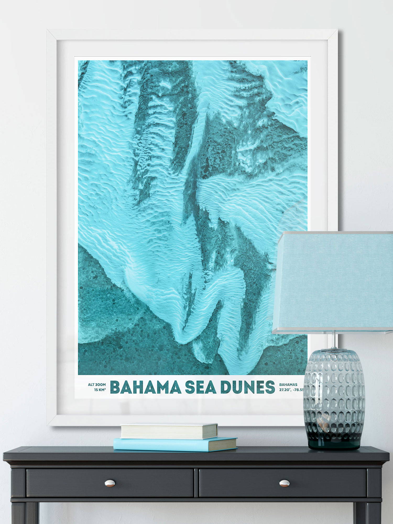 Large photo prints of earth from space of Bahama Sea Dunes