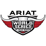 Ariat World Series of Team Roping logo with wings and bold text.