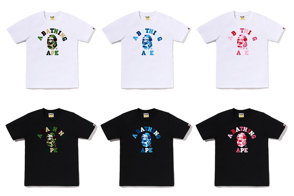 Various graphic t-shirts in white and black colors displayed in two rows.