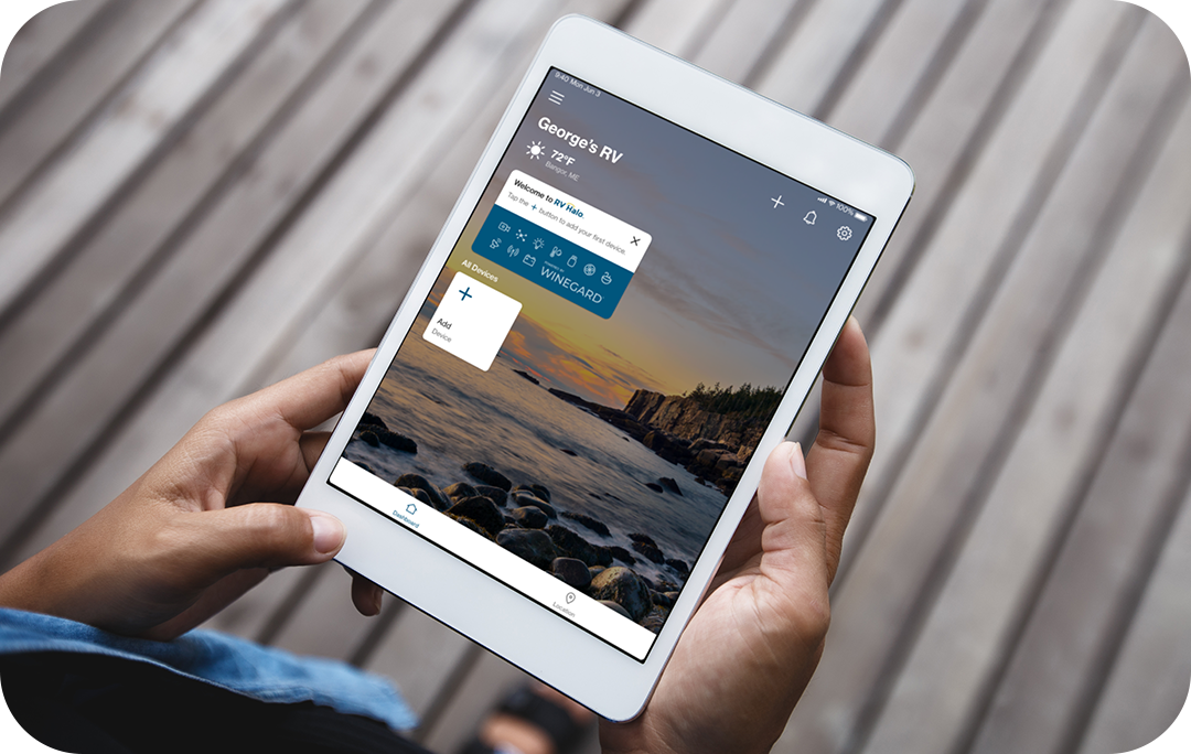tablet screen showing RV Halo app