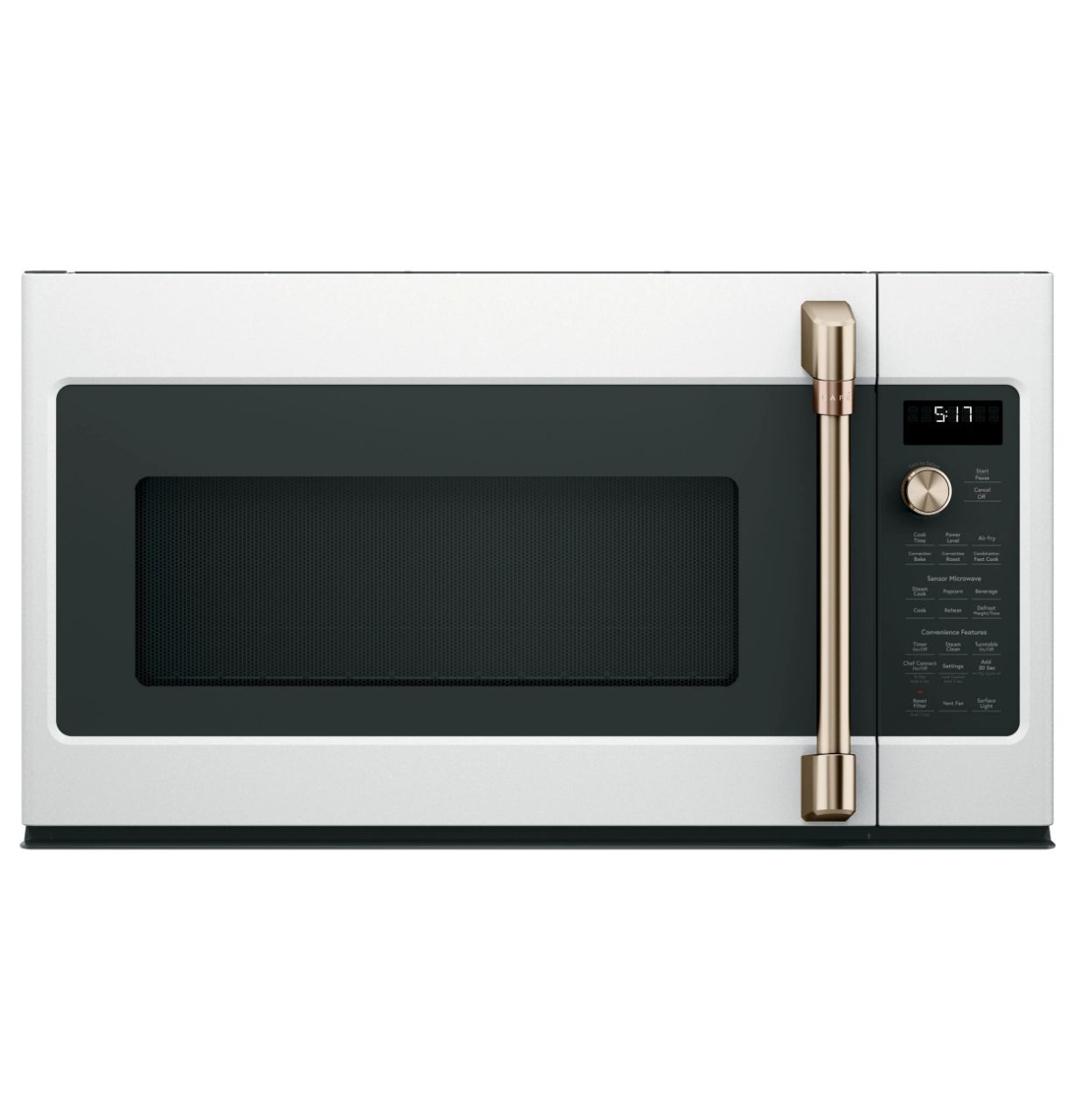 Microwave oven with a sleek silver design and digital controls.