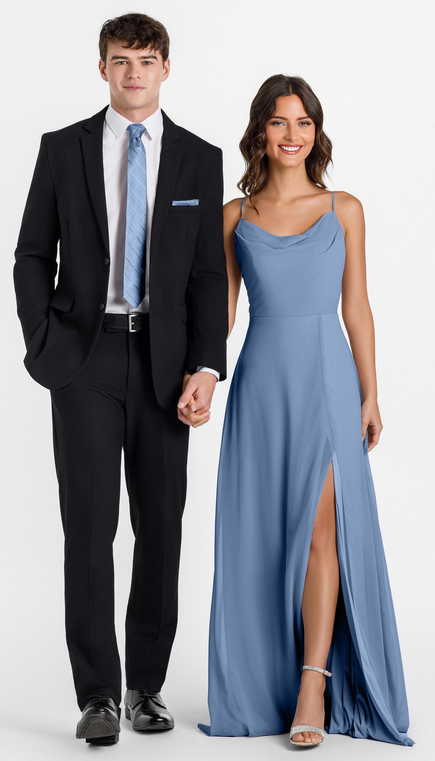 Kennedy Blue Black Suit With Cornflower Bridesmaid