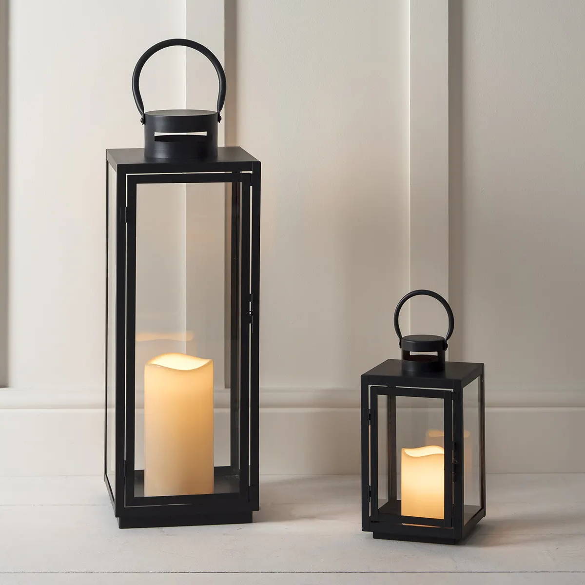 Malvern outdoor lanterns placed side by side