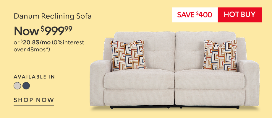 Danum Reclining Sofa now $999.99 save $400​