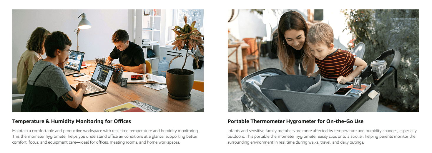People working in an office and a woman with a baby.