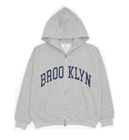 Gray zip-up hoodie with 