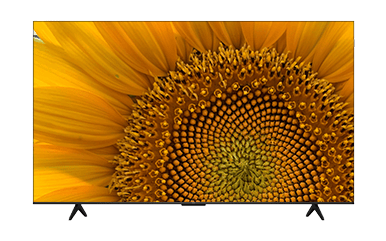 A television displaying a close-up of a sunflower.