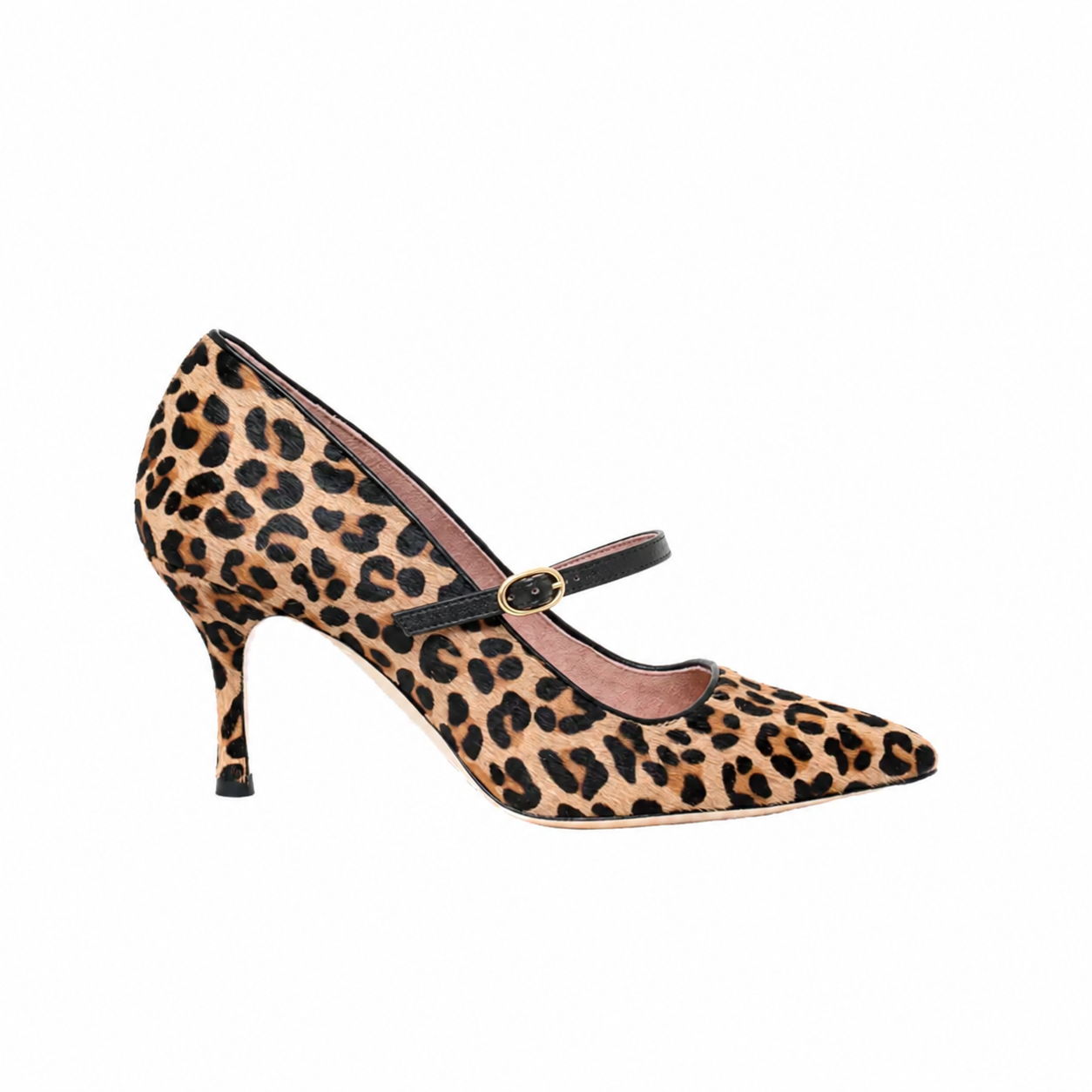 ALLY Shoes Classic Pump w/ Mary Jane Strap in Fierce Leopard Haircalf.