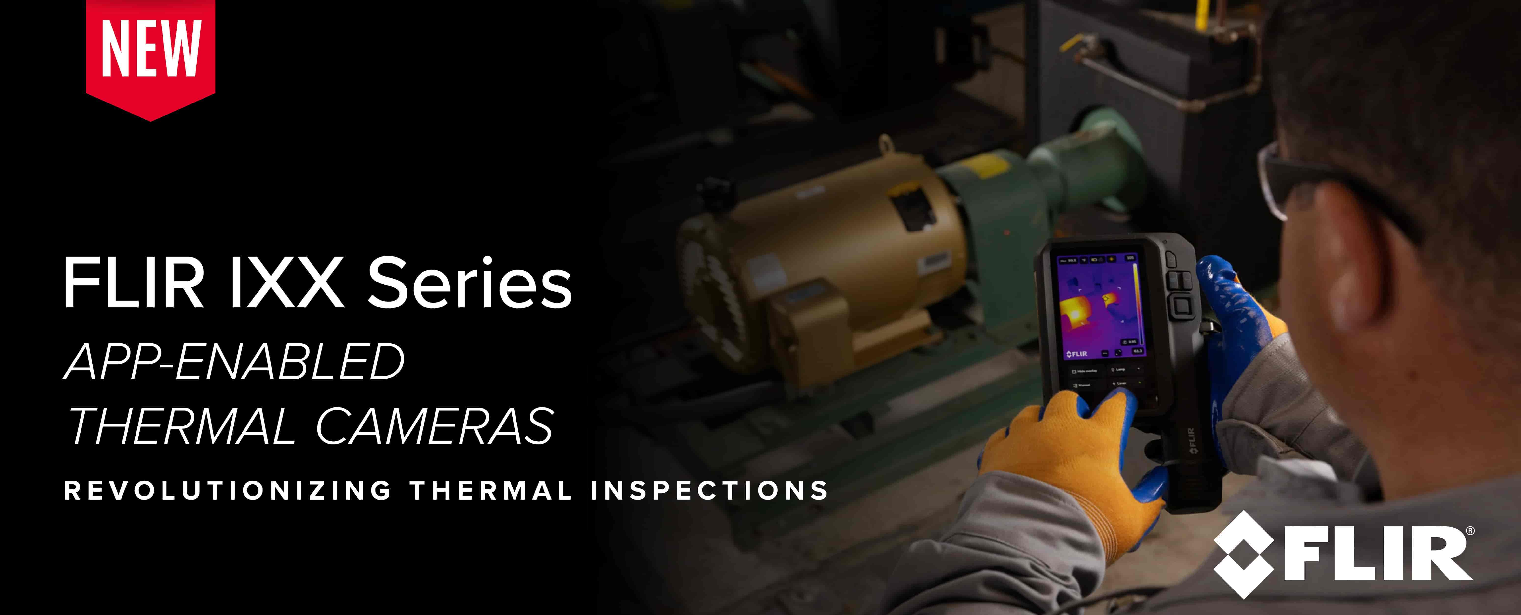 Technician using a FLIR iXX Series app-enabled thermal camera for industrial equipment inspection | GoThermal