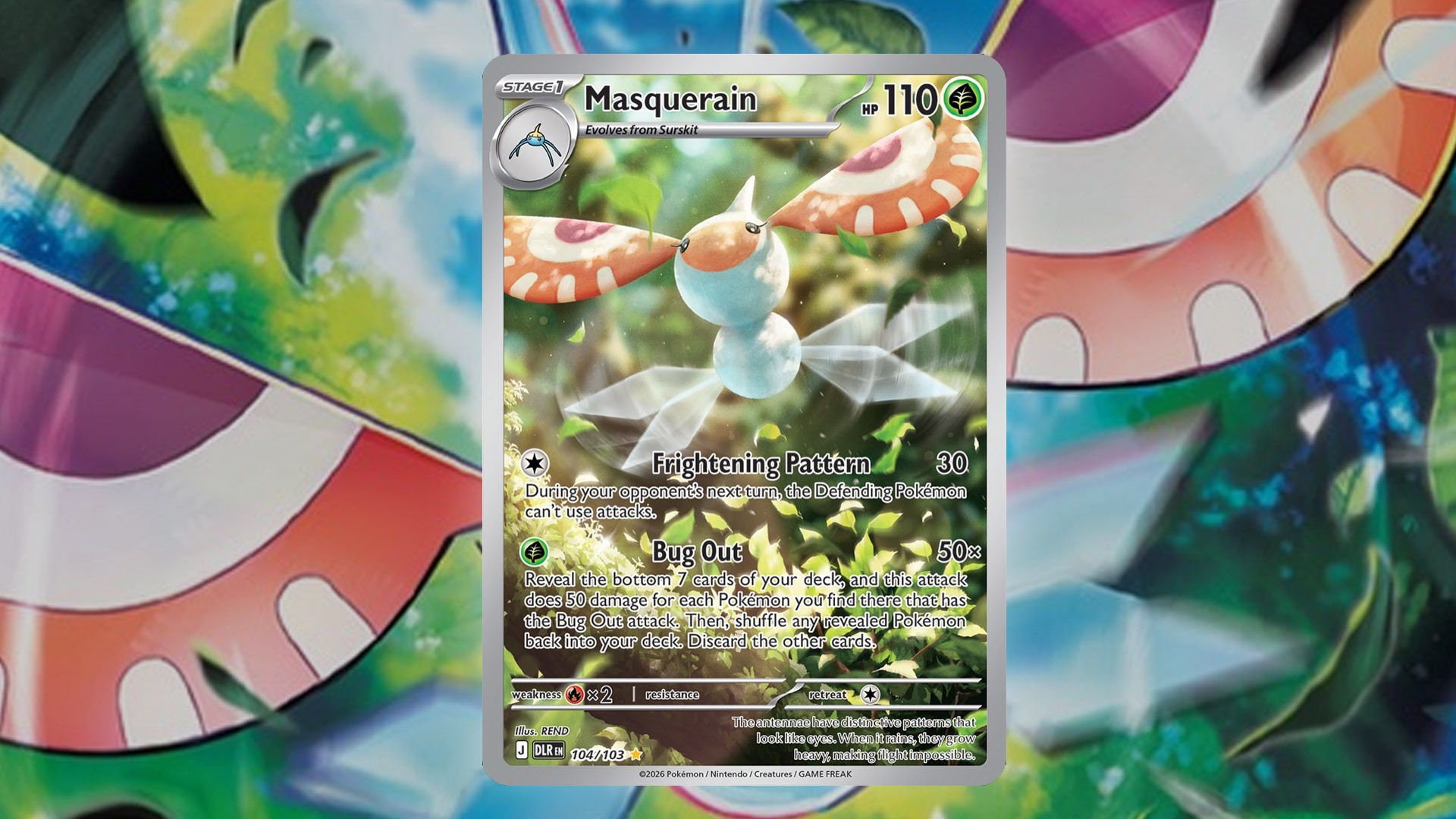 pokemon delta reign chase cards - The Pokémon Masquerain from the upcoming Pokémon TCG Delta Reign expansion.